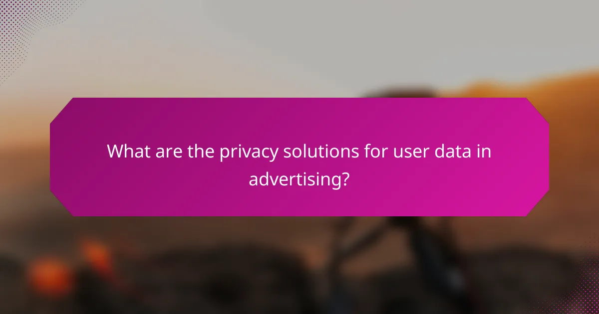 What are the privacy solutions for user data in advertising?
