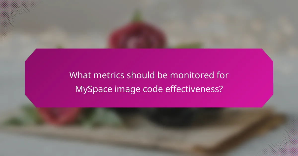 What metrics should be monitored for MySpace image code effectiveness?